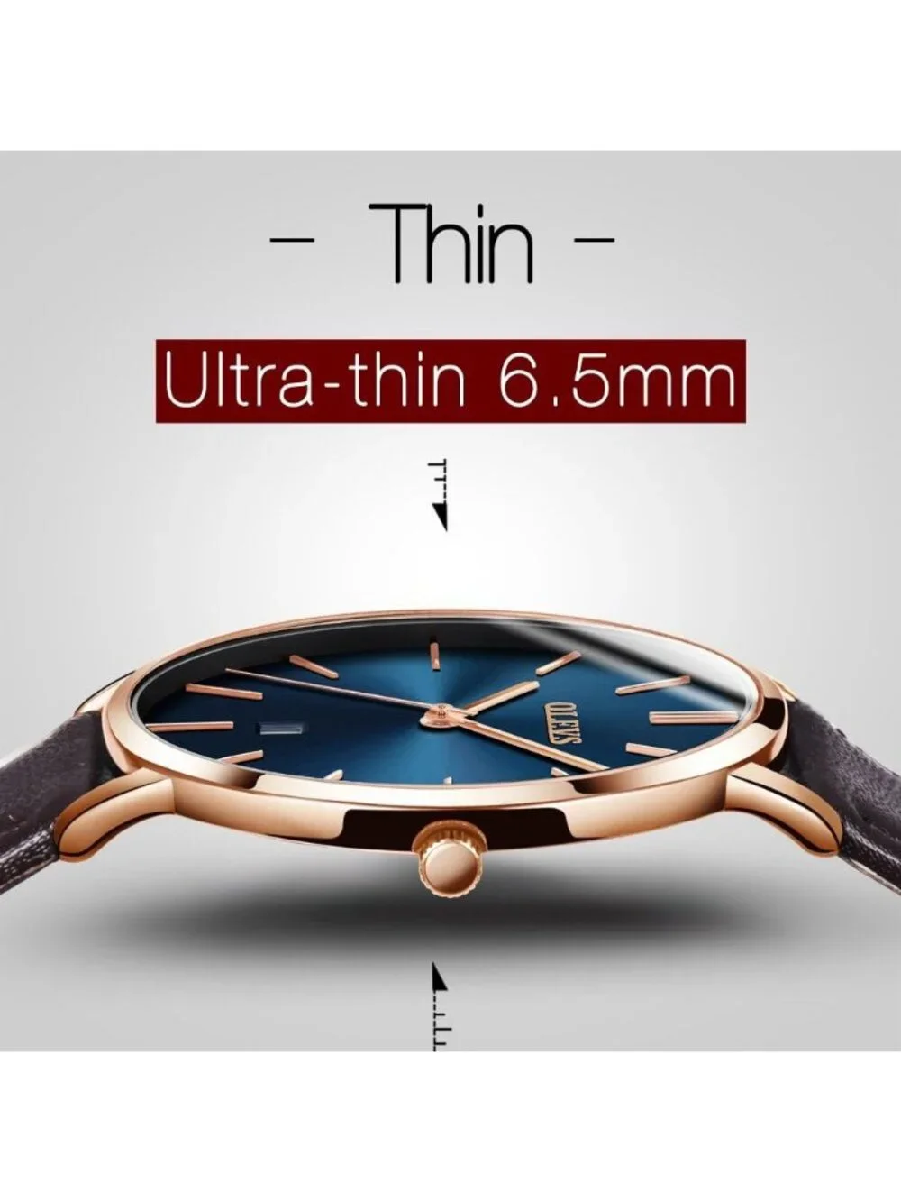 Women's Navy Blue dial & Rose gold bezel & Dark Brown Classic Dress Wrist Watch